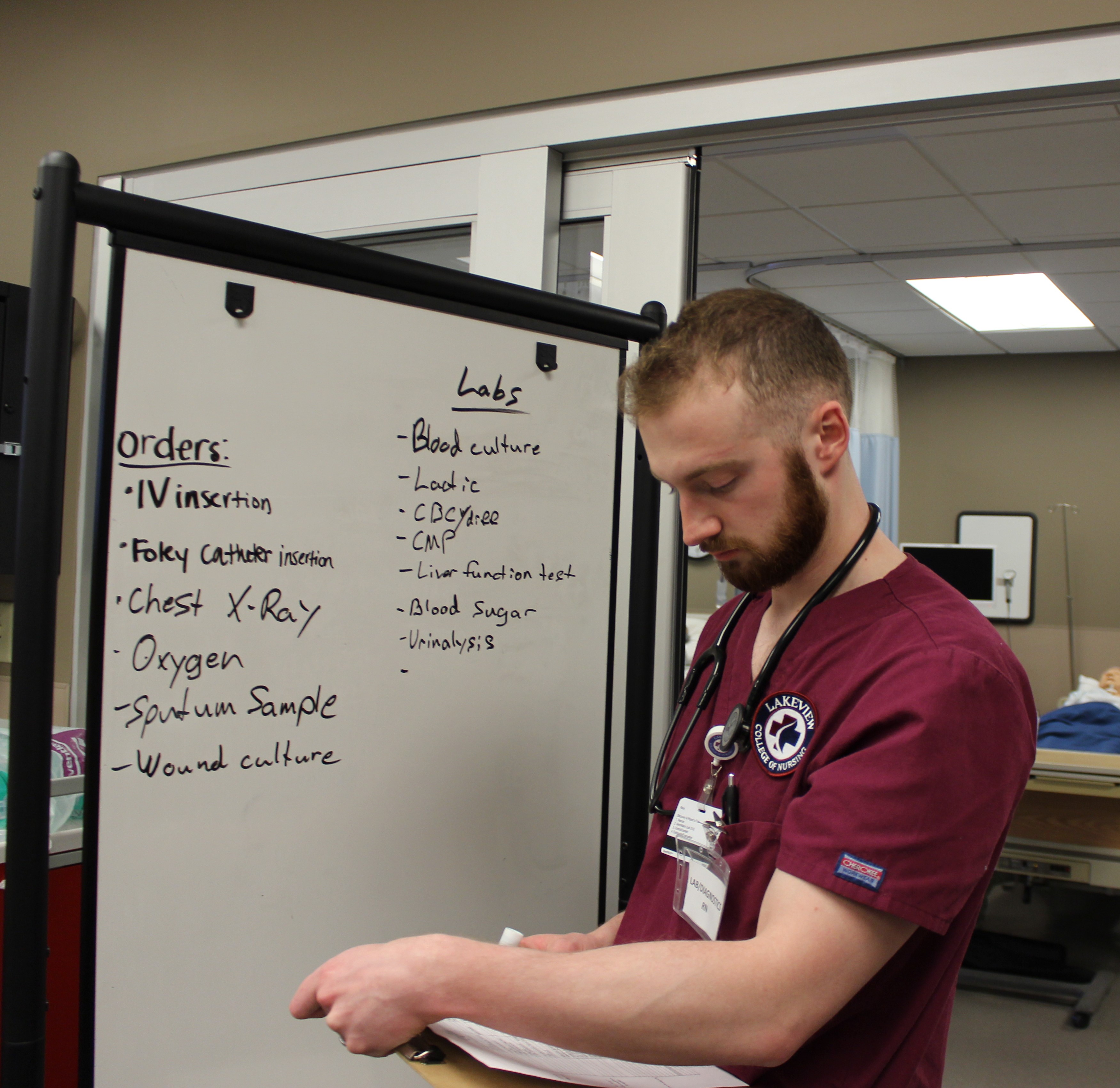 Male Student in Nursing Lab